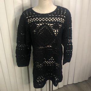 Adrienne Vittadini Crochet Sweater Dresss Sz S